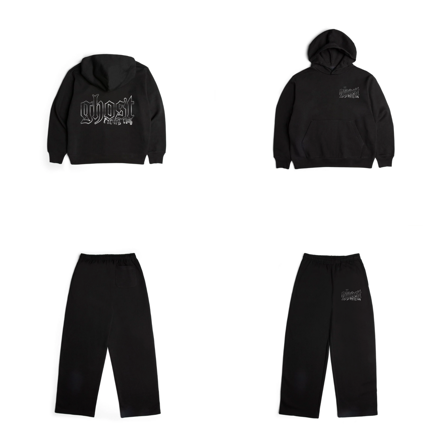 REFLECTIVE PRINT SWEAT SET BUNDLE - Black