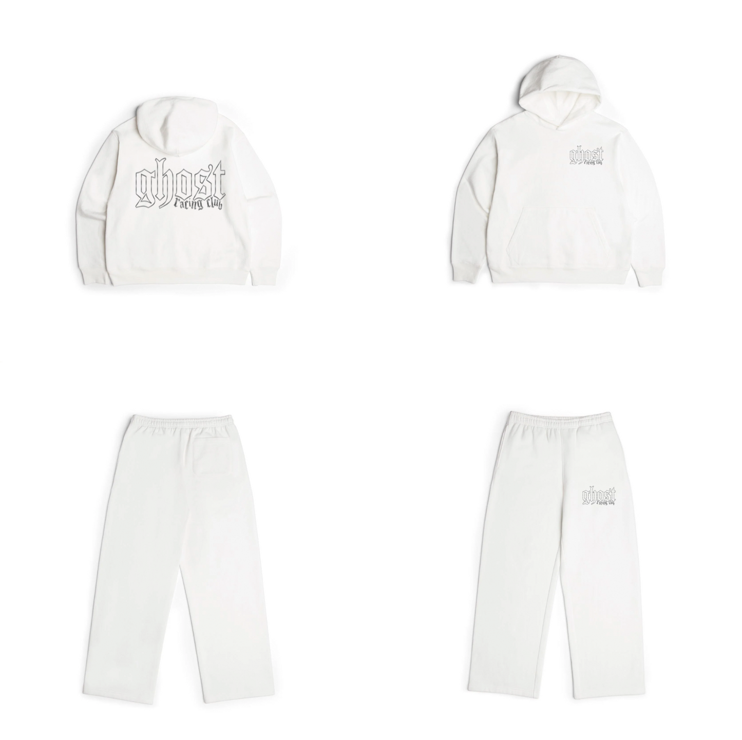 REFLECTIVE PRINT SWEAT SET BUNDLE - White