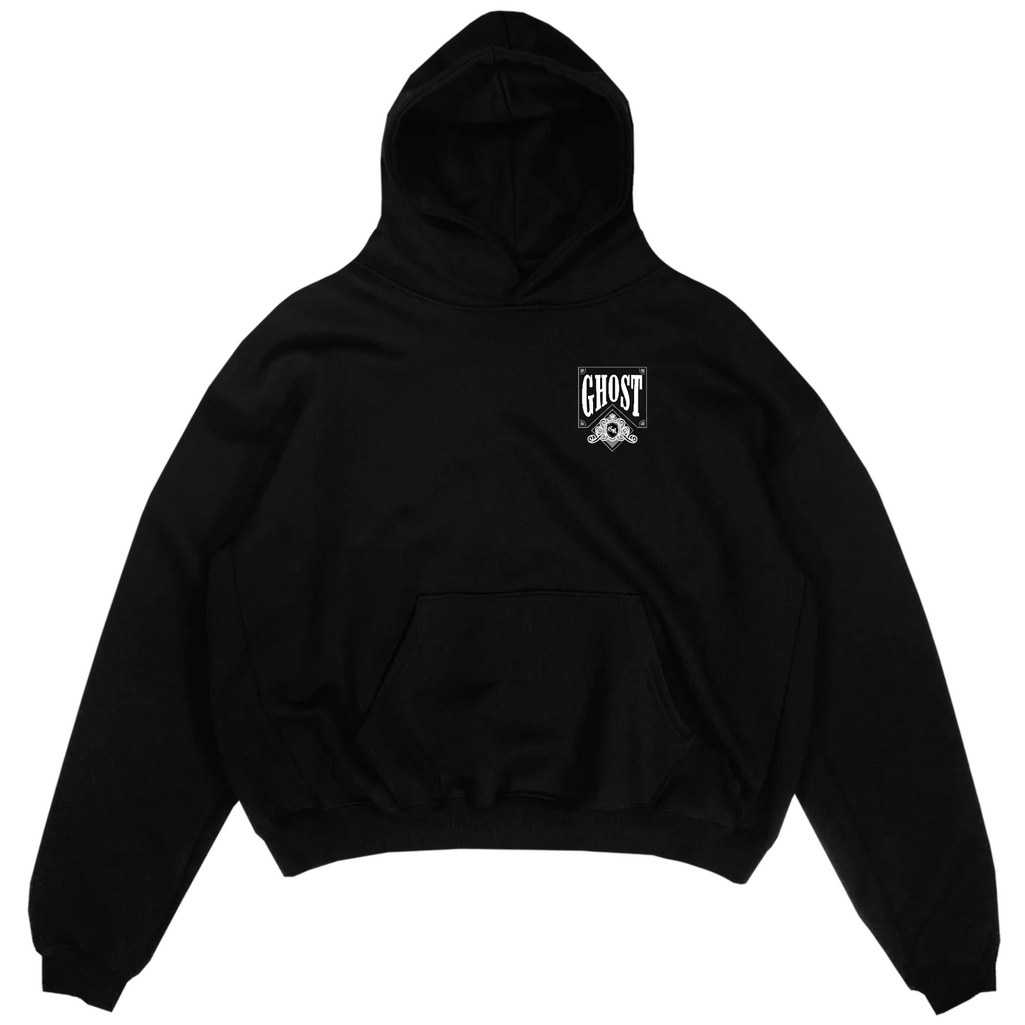 WHITE PLAYING CARD GHOST HOODIE - Black