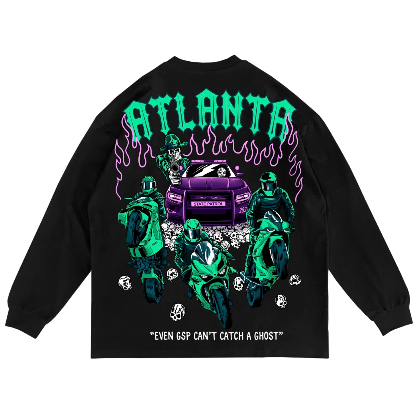 ATLANTA GHOST LONG SLEEVE - BLACK