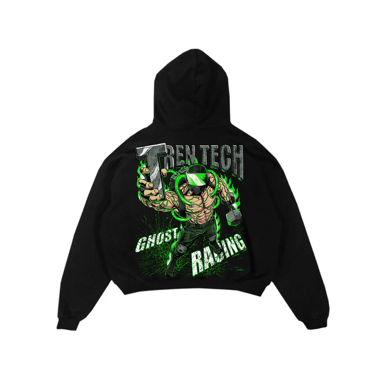 ROIDED OUT BIKER HOODIE - Black