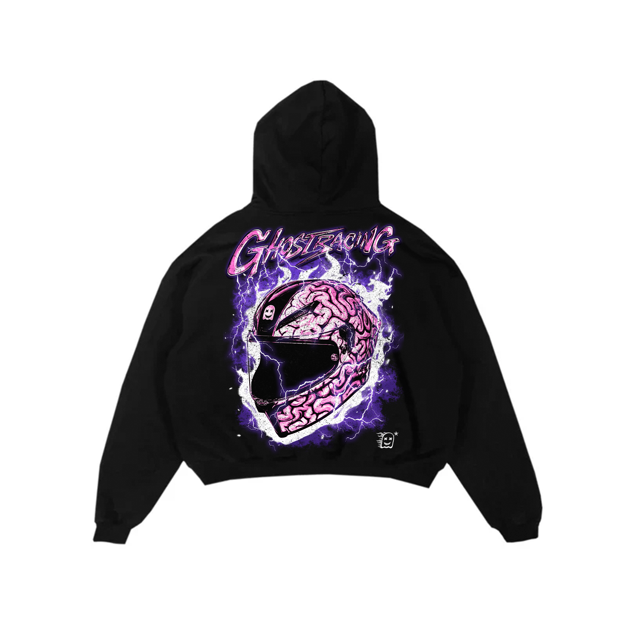 BIG BRAIN PINK HOODIE - Black