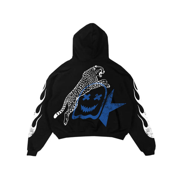 CHEETAH GHOST STAR HOODIE - Black