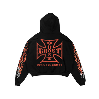 CROSS FLAMES HOODIE - Black
