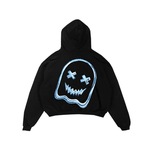 GHOST BLUE LOGO HOODIE - Black