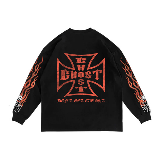 CROSS FLAMES LONG SLEEVE - Black