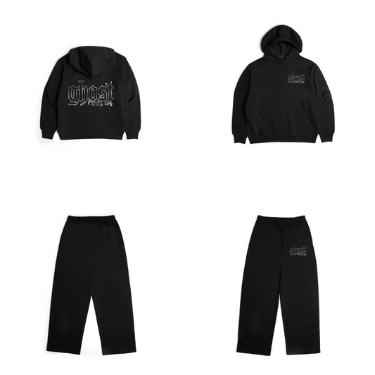 REFLECTIVE PRINT SWEAT SET BUNDLE - Black