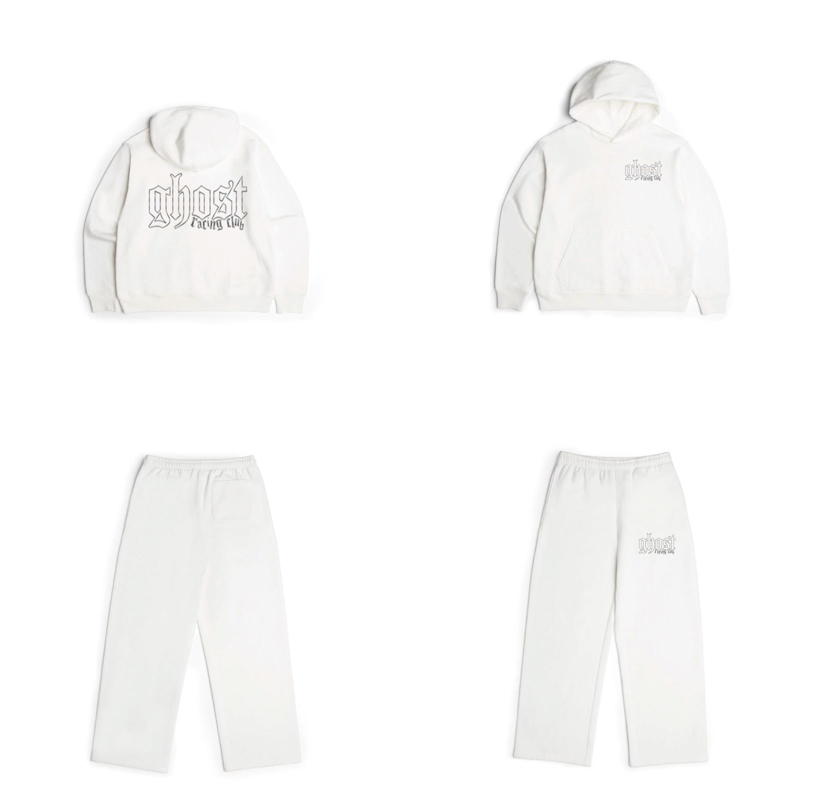 REFLECTIVE PRINT SWEAT SET BUNDLE - White