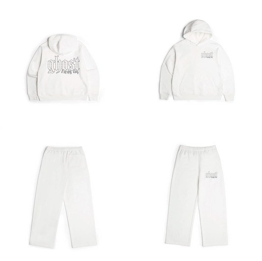 REFLECTIVE PRINT SWEAT SET BUNDLE - White