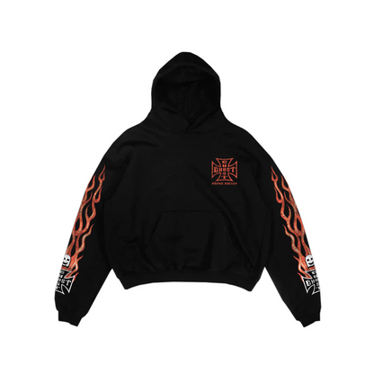 CROSS FLAMES HOODIE - Black